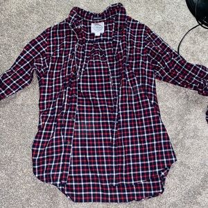 Red white and navy blue flannel